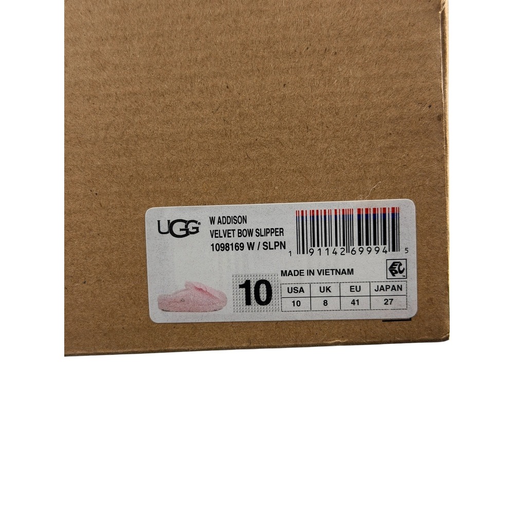 UGG Addison Velvet Bow Slipper Shell Pink Sherpa Mule 1098169 Womens 10 NEW - Picture 4 of 15